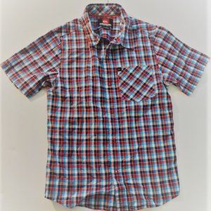 Boys Quicksilver "snap-down" plaid shirt size 8/10